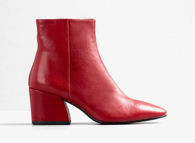 vagabond olivia zip boot block heel 1960's style bright red leather ...