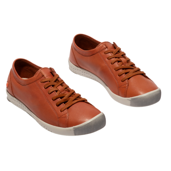 Isla Washed Leather Trainer (Brick)