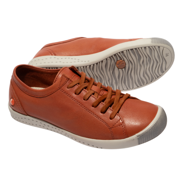 Isla Washed Leather Trainer (Brick)