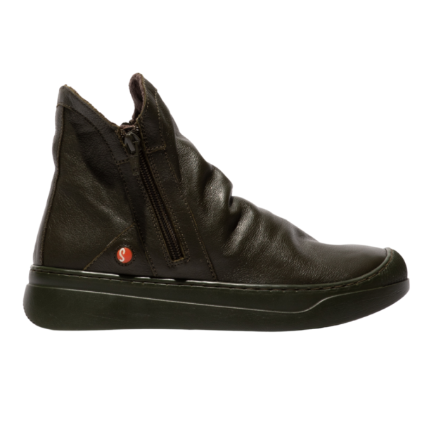 Abil Leather Zip Boot (Dark Olive)