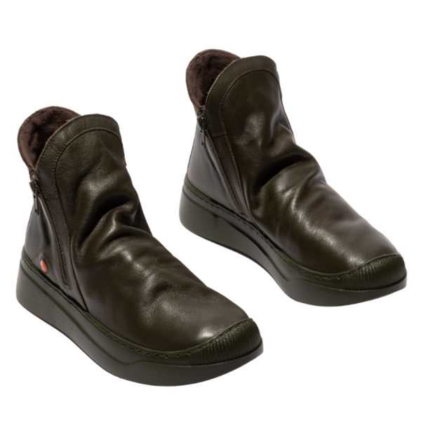 Abil Leather Zip Boot (Dark Olive)