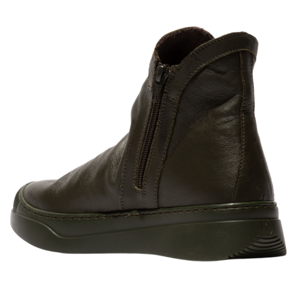 Abil Leather Zip Boot (Dark Olive)