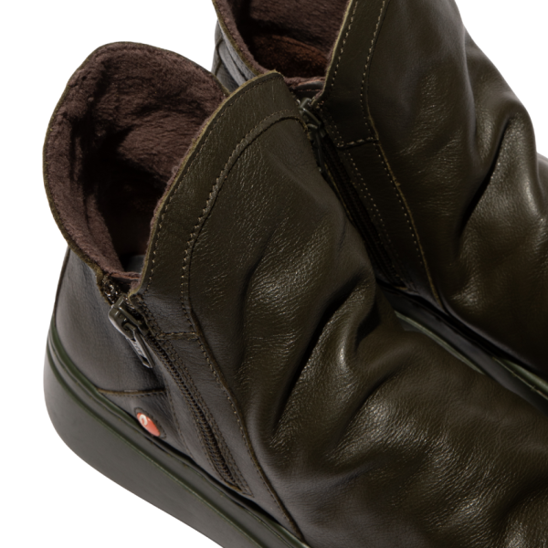 Abil Leather Zip Boot (Dark Olive)