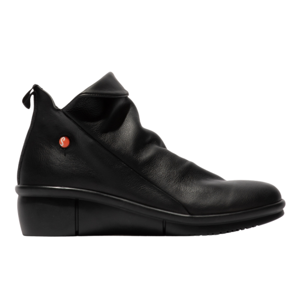 Rara Leather Wedge Zip Boot (Black)
