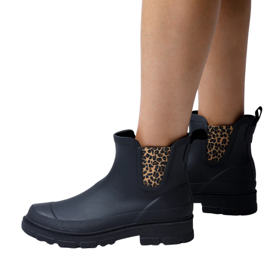 Lua Mate Ankle Welly (Black/Leopard)
