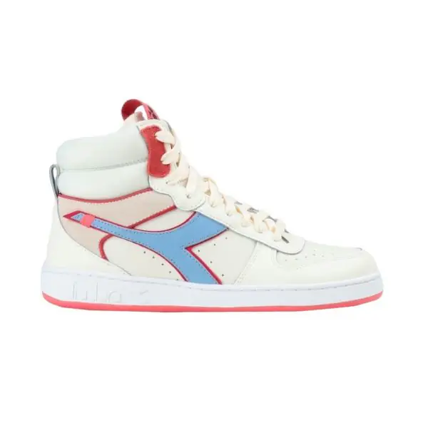 Magic Basket Mid Label Trainer - Off White/Blue